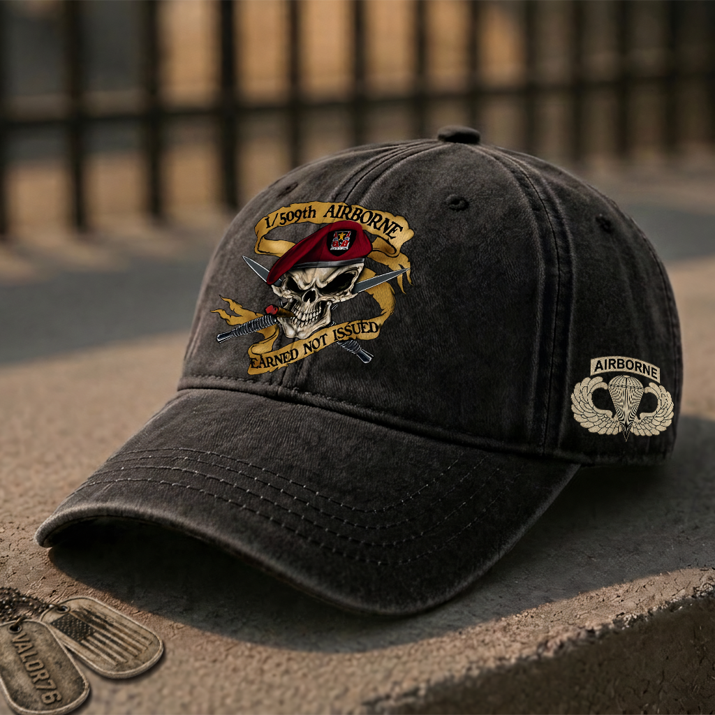 Personalizable Airborne Earned Not Issued Washed Cap