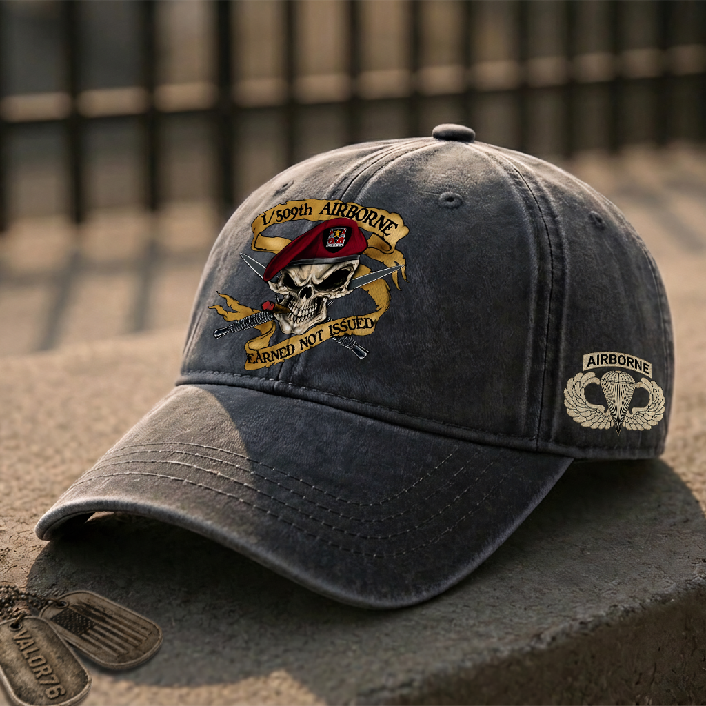 Personalizable Airborne Earned Not Issued Washed Cap