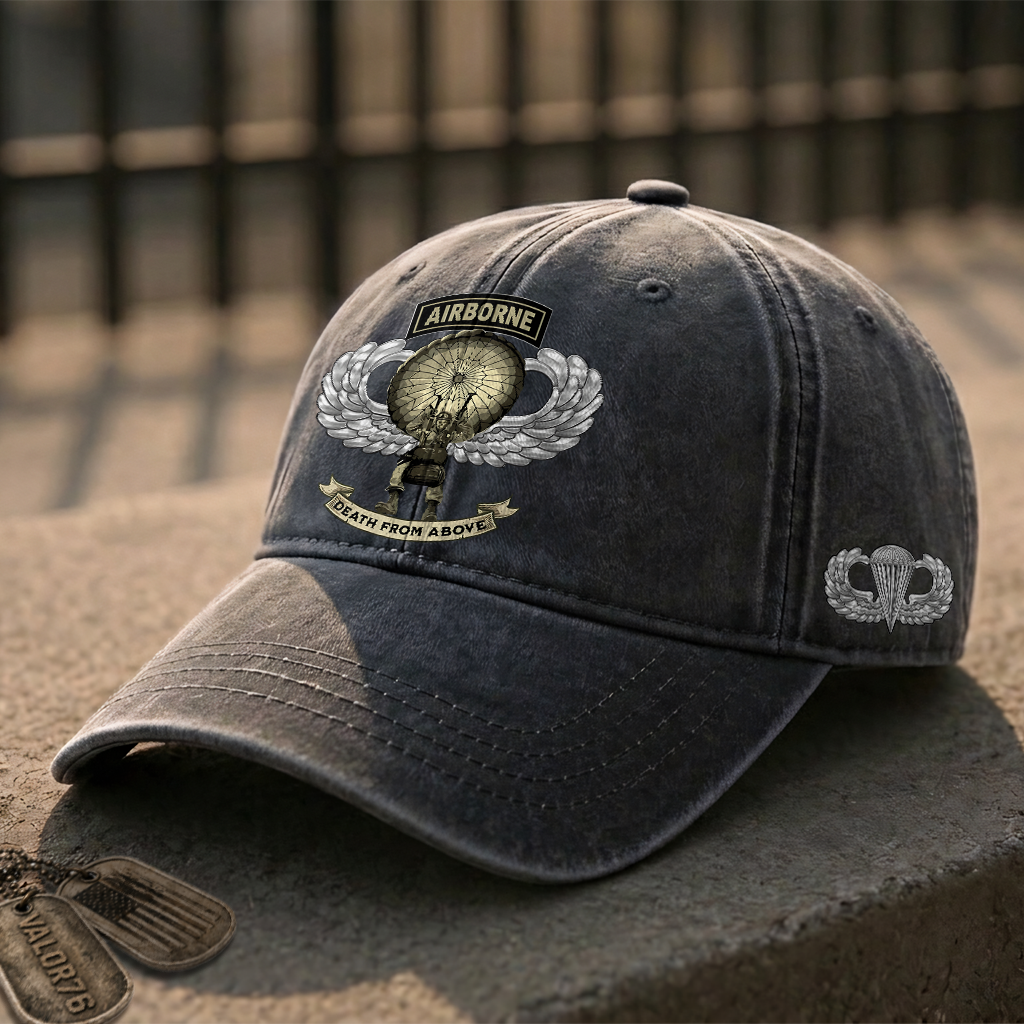 Personalizable Airborne Death From Above Washed Cap