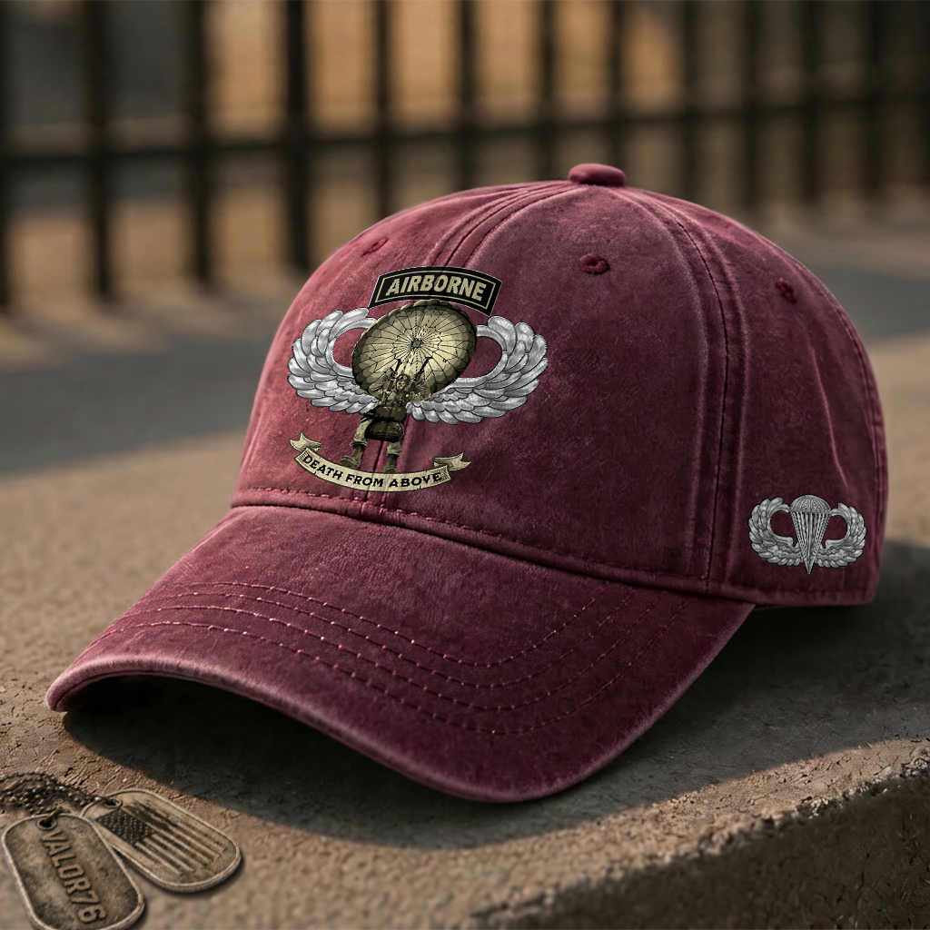Personalizable Airborne Death From Above Washed Cap