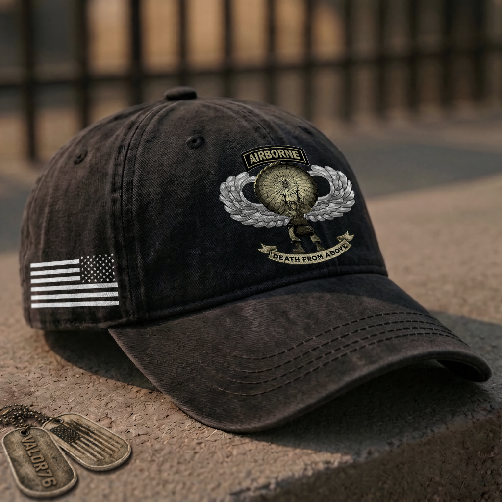 Personalizable Airborne Death From Above Washed Cap
