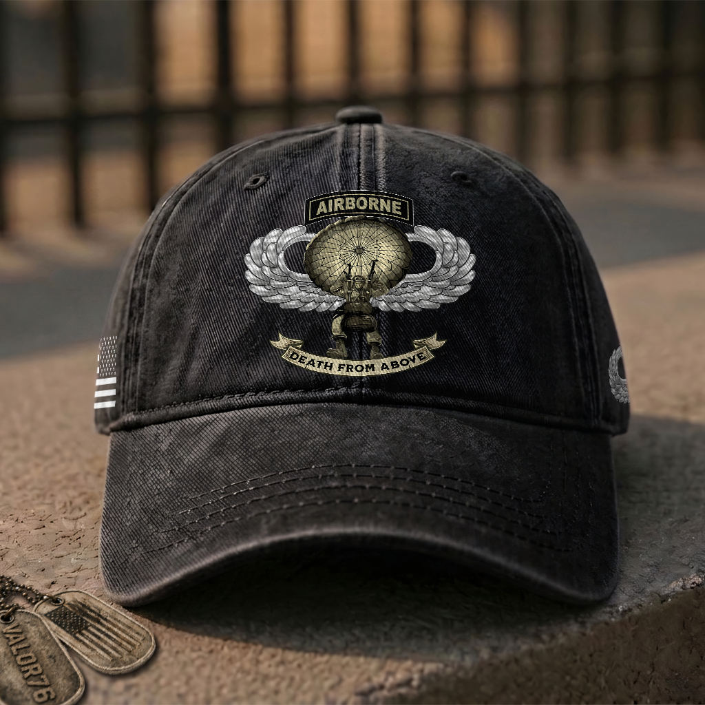 Personalizable Airborne Death From Above Washed Cap