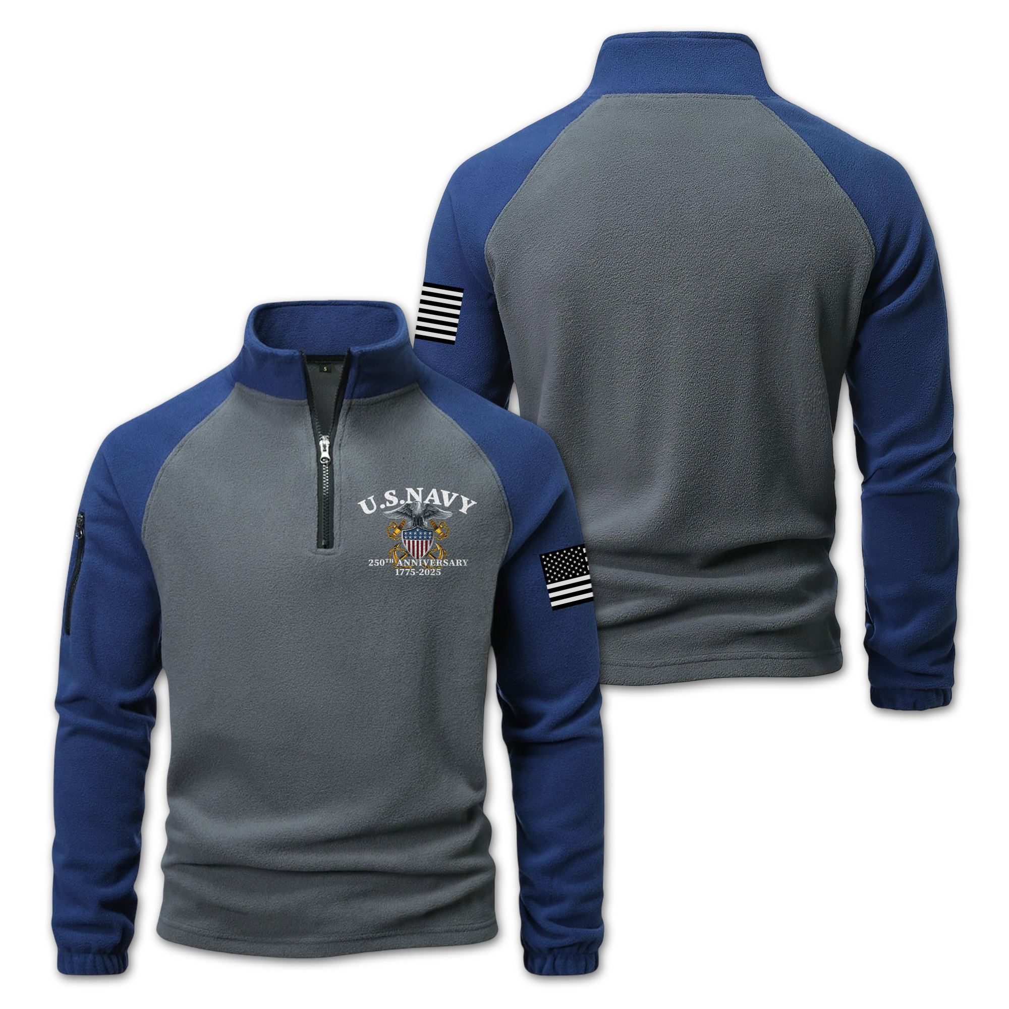 Navy 250th Anniversary Half-Zip Raglan Sweatshirt & Washed Cap Combo