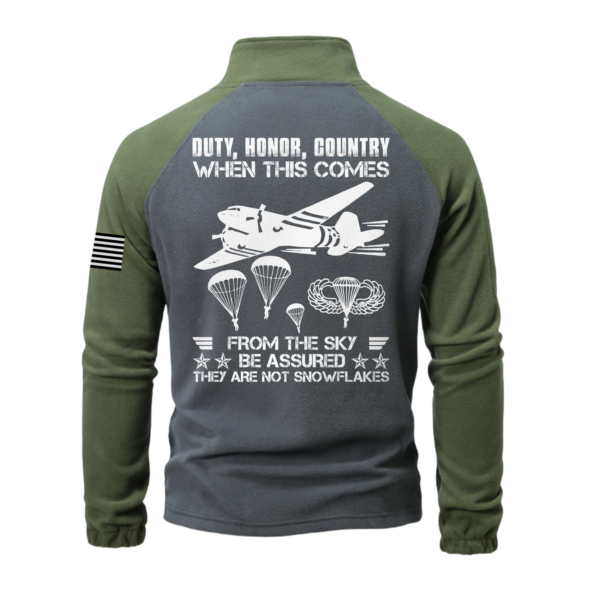 Personalizable Airborne Duty Honor Country Half-Zip Raglan Sweatshirt