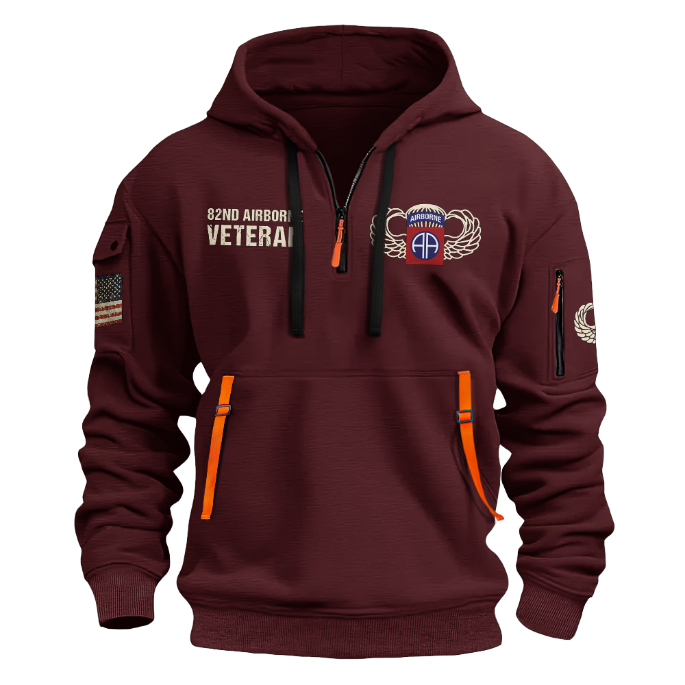 Airborne Born At Benning Raised At Bragg Quarter Zip Hoodie