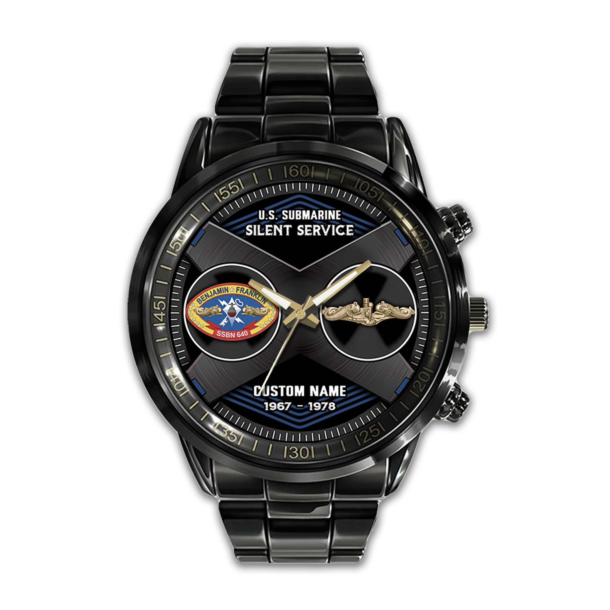 Personalizable Navy Submarine Stainless Steel Watch
