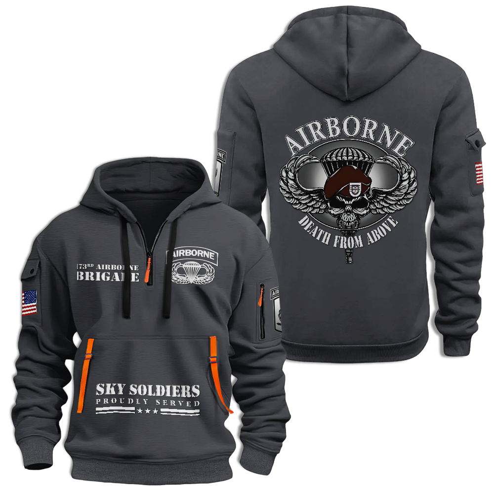 Airborne Sky Soldiers Death From Above Quarter Zip Hoodie