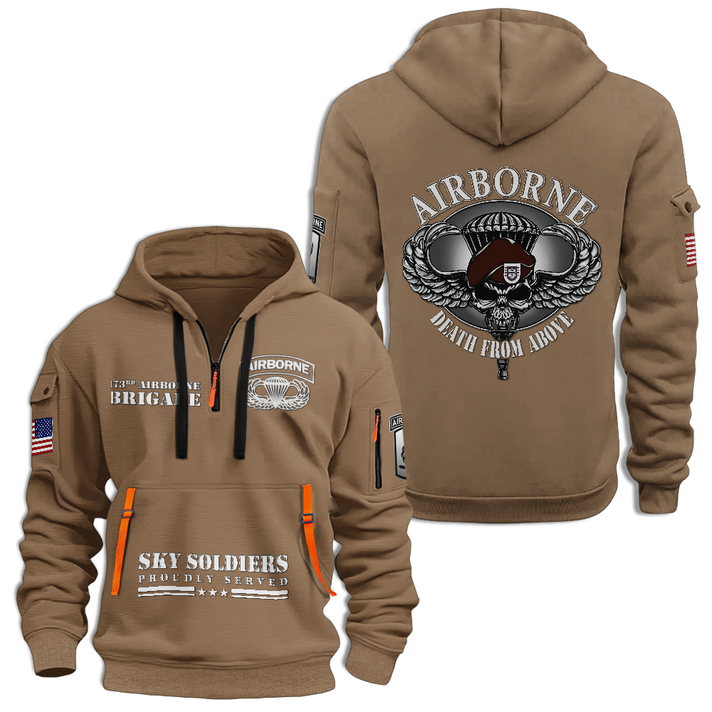 Airborne Sky Soldiers Death From Above Quarter Zip Hoodie