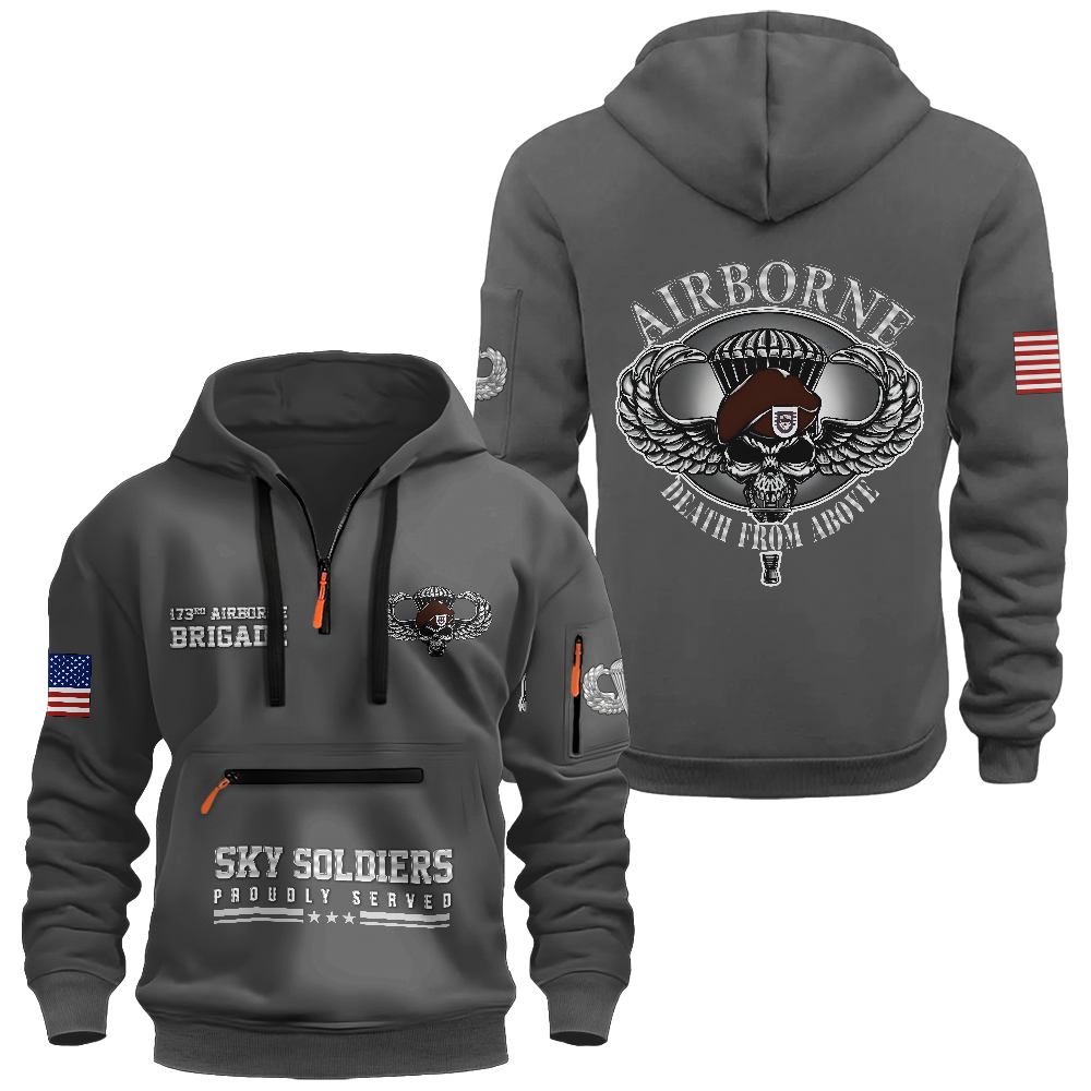 Airborne Death From Above Zipper Pouch Quarter-Zip Hoodie