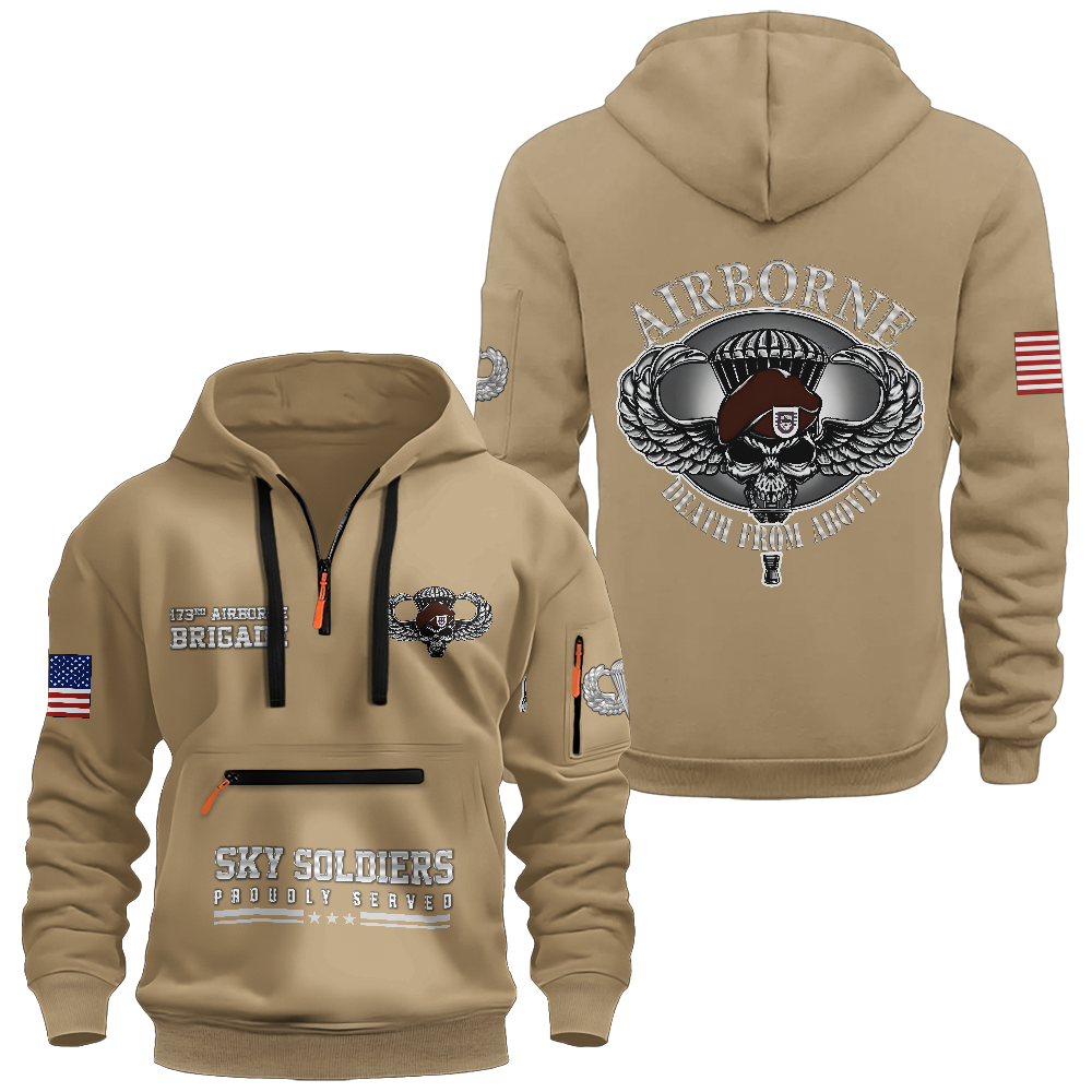 Airborne Death From Above Zipper Pouch Quarter-Zip Hoodie