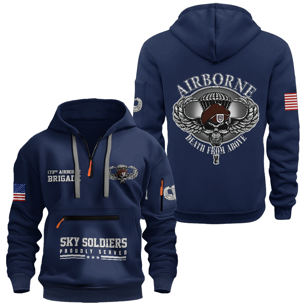 Airborne Death From Above Zipper Pouch Quarter-Zip Hoodie
