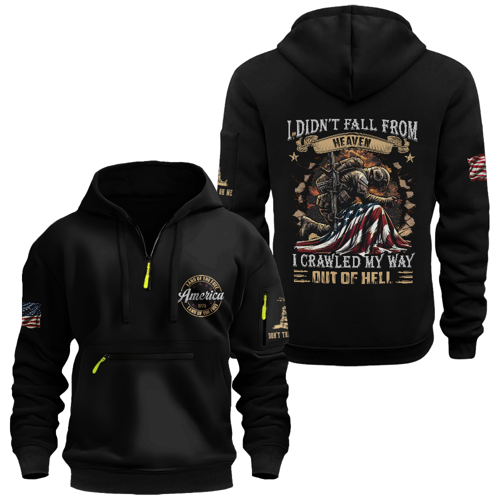 Crawled My Way Out Of Hell Zipper Pouch Quarter-Zip Hoodie