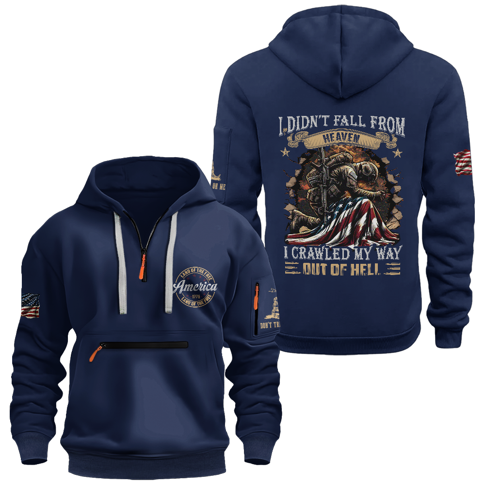 Crawled My Way Out Of Hell Zipper Pouch Quarter-Zip Hoodie