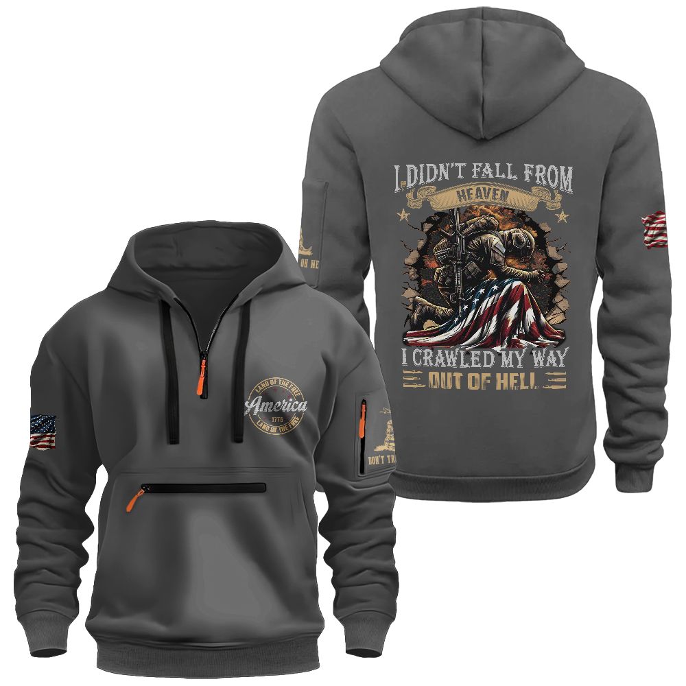Crawled My Way Out Of Hell Zipper Pouch Quarter-Zip Hoodie