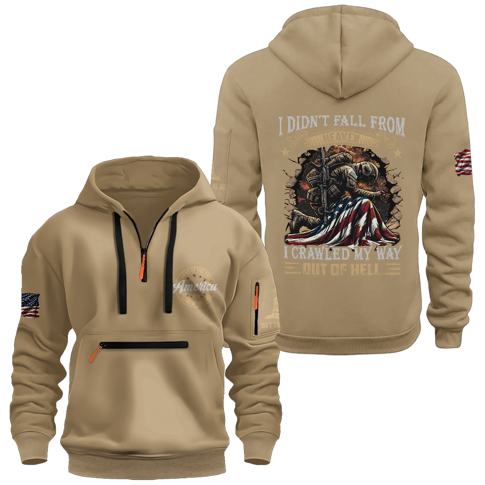 Crawled My Way Out Of Hell Zipper Pouch Quarter-Zip Hoodie
