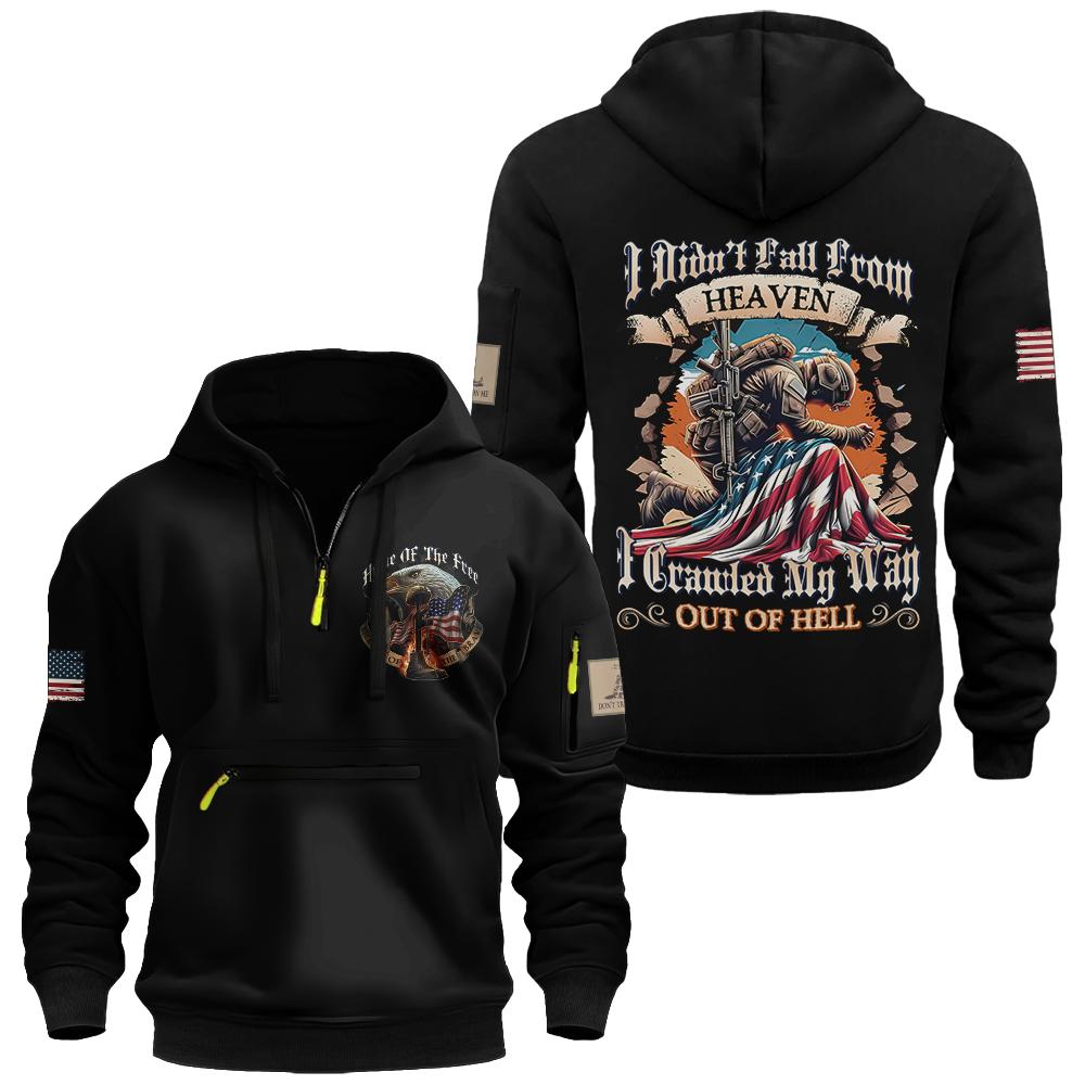 Crawled My Way Out Of Hell Zipper Pouch Quarter-Zip Hoodie
