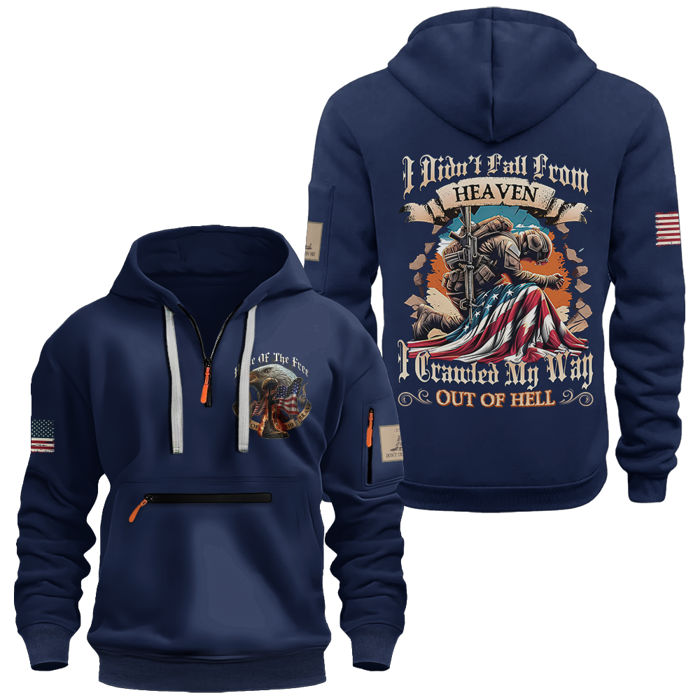 Crawled My Way Out Of Hell Zipper Pouch Quarter-Zip Hoodie