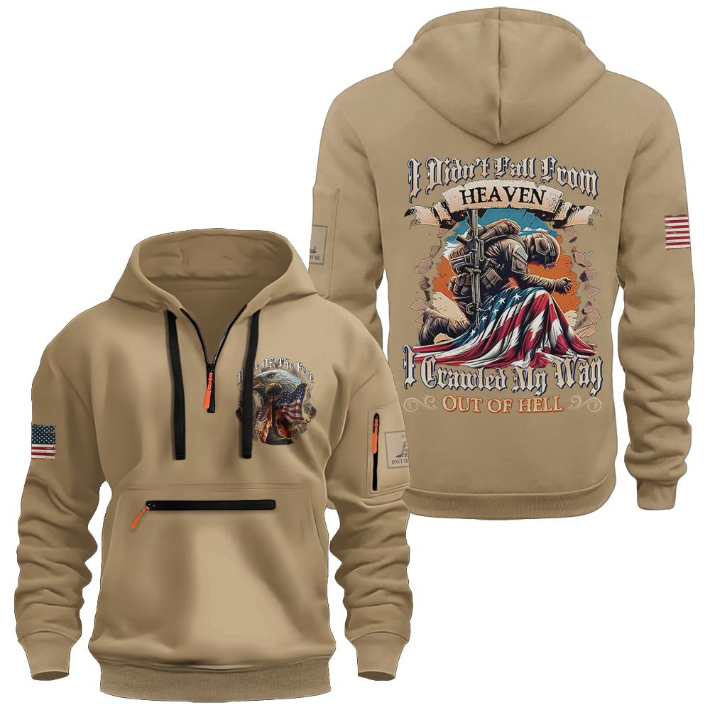 Crawled My Way Out Of Hell Zipper Pouch Quarter-Zip Hoodie