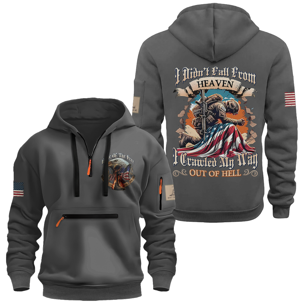Crawled My Way Out Of Hell Zipper Pouch Quarter-Zip Hoodie