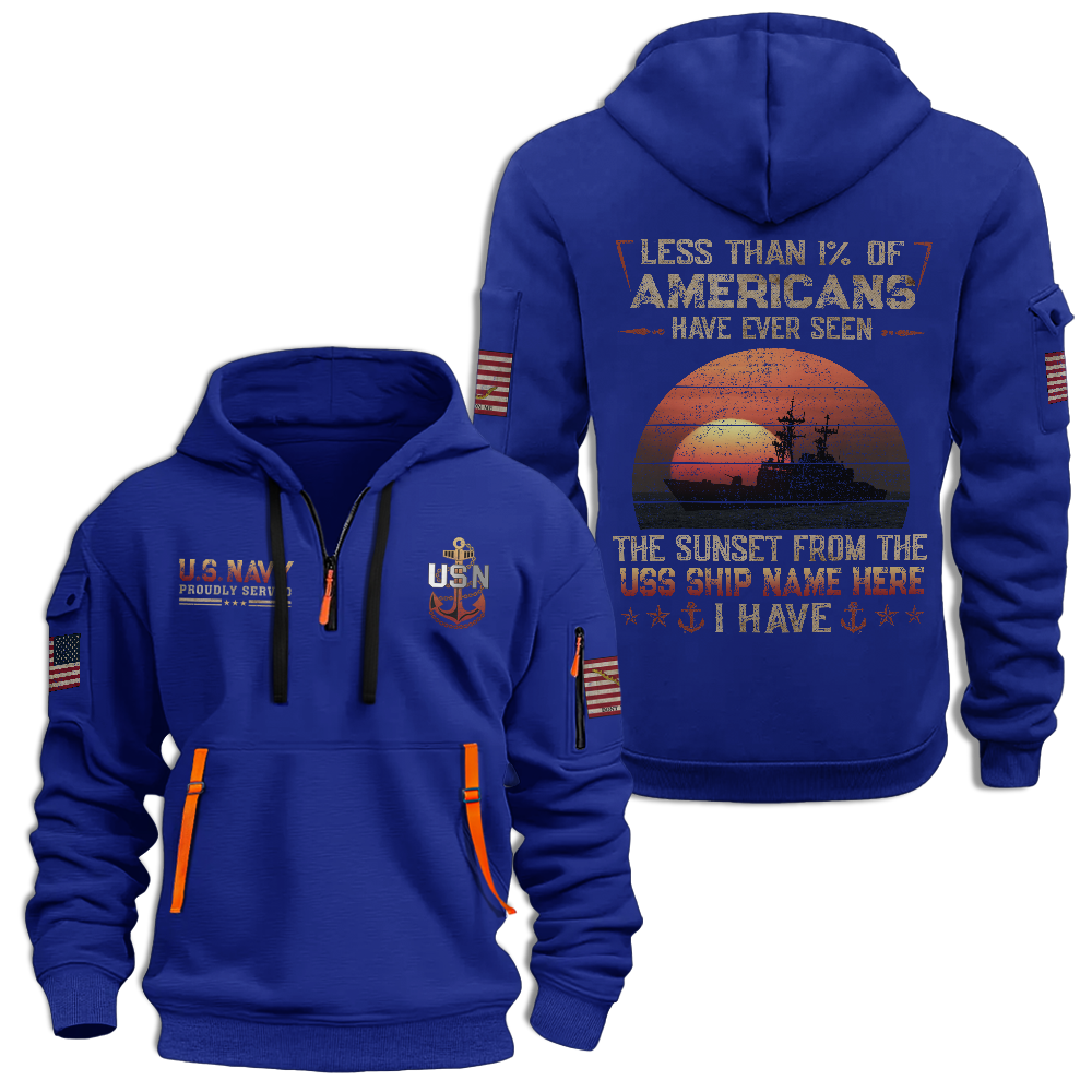 LESS THAN 1% NAVY SPRUANCE-CLASS DESTROYER PERSONALIZABLE QUARTER ZIP HOODIE