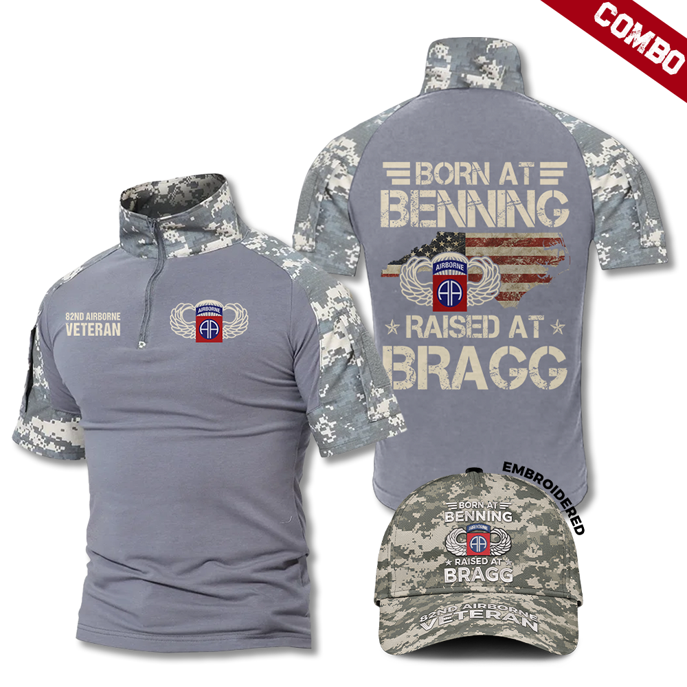 Born At Benning Raised At Bragg EAP Cap & Tactical Polo Combo Bundle
