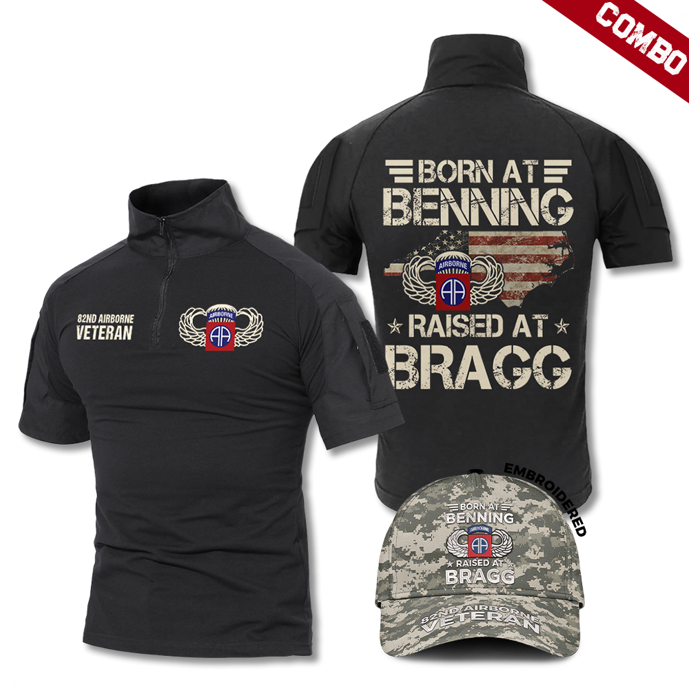 Born At Benning Raised At Bragg EAP Cap & Tactical Polo Combo Bundle