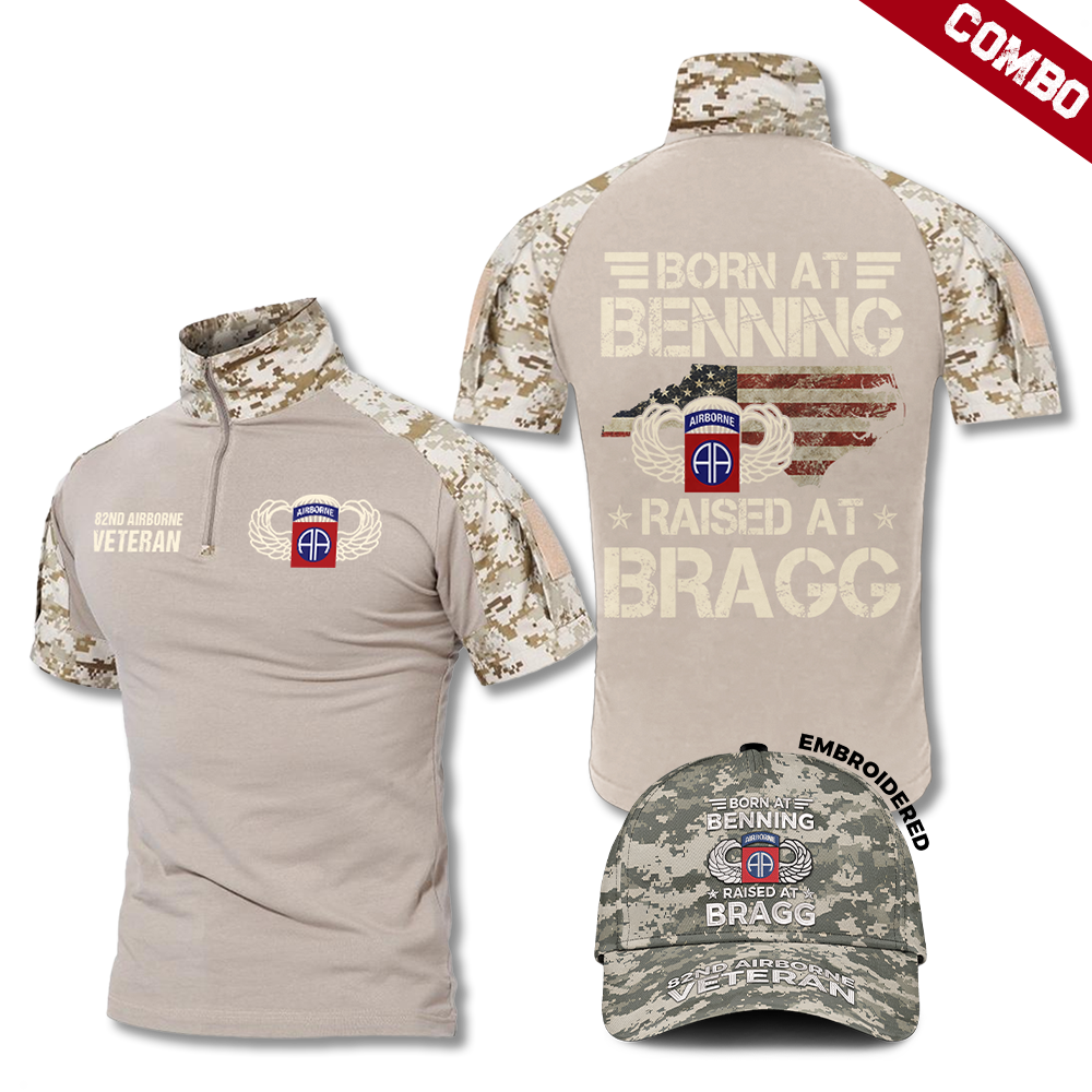 Born At Benning Raised At Bragg EAP Cap & Tactical Polo Combo Bundle