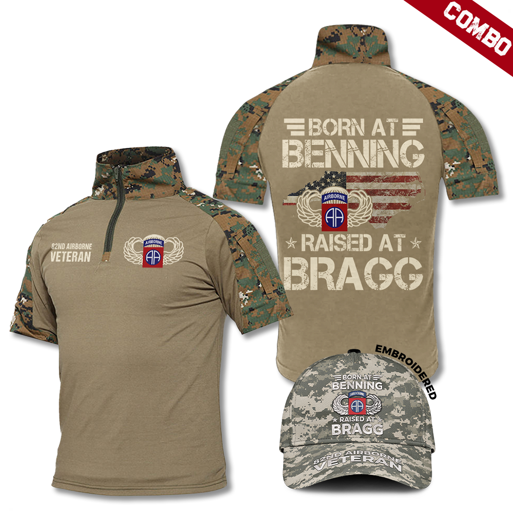 Born At Benning Raised At Bragg EAP Cap & Tactical Polo Combo Bundle