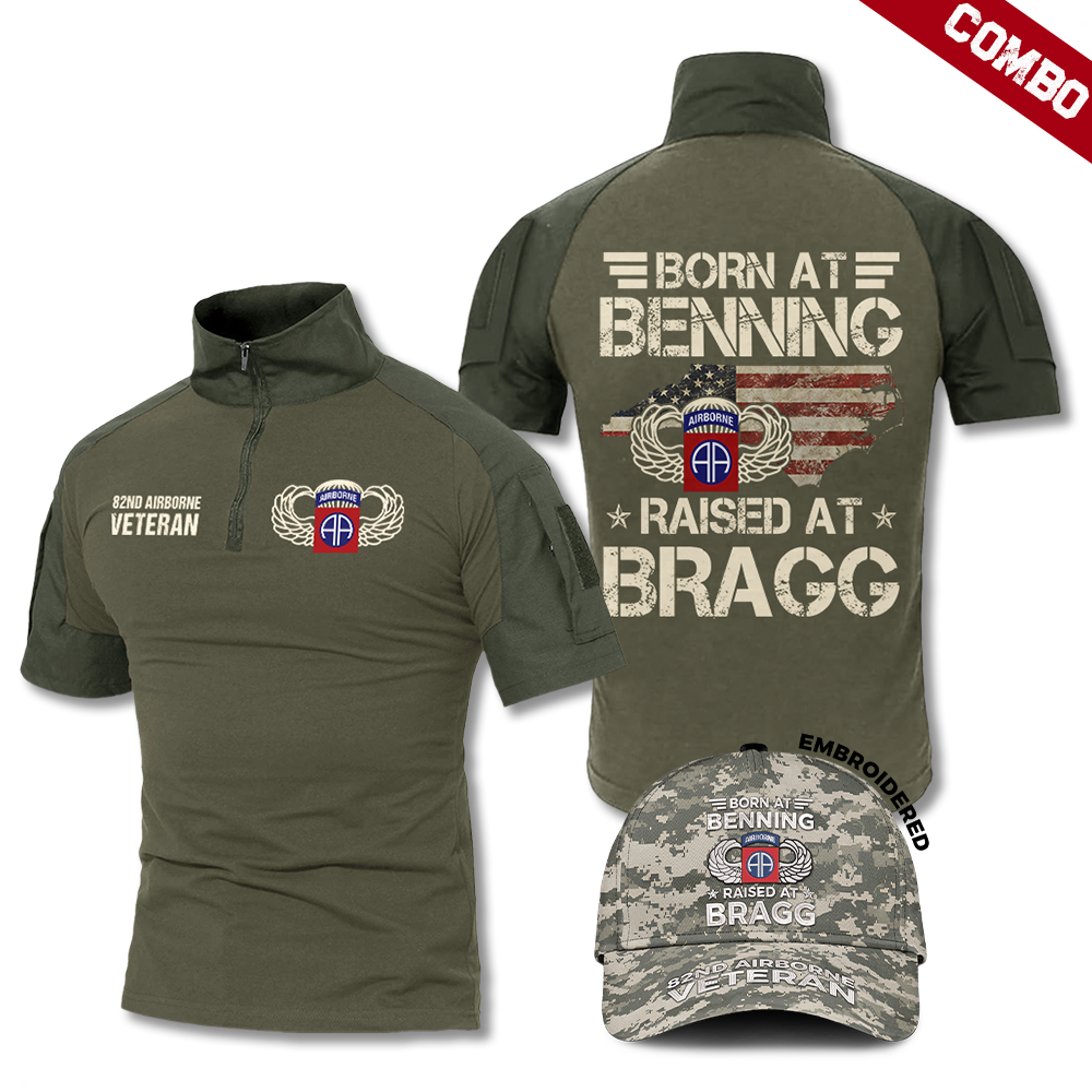 Born At Benning Raised At Bragg EAP Cap & Tactical Polo Combo Bundle