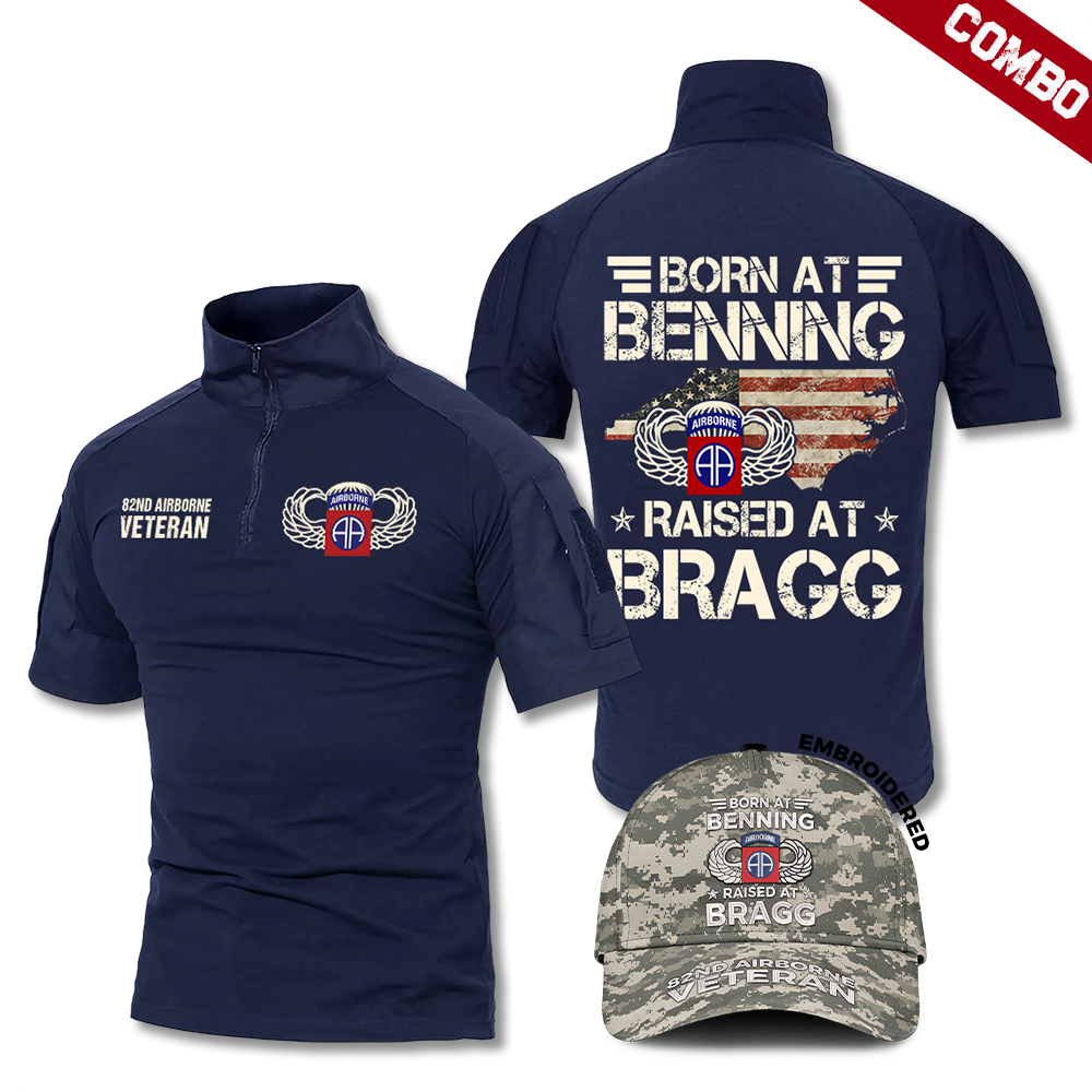 Born At Benning Raised At Bragg EAP Cap & Tactical Polo Combo Bundle