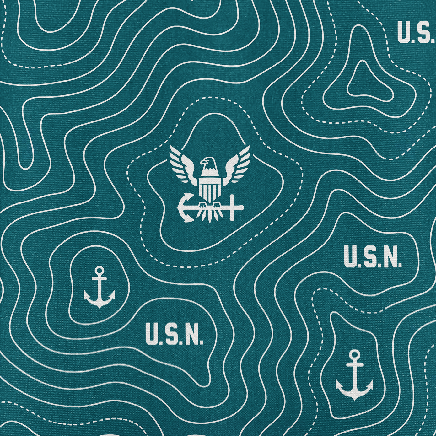 Navy Topography Contour Line Cuban Shirt