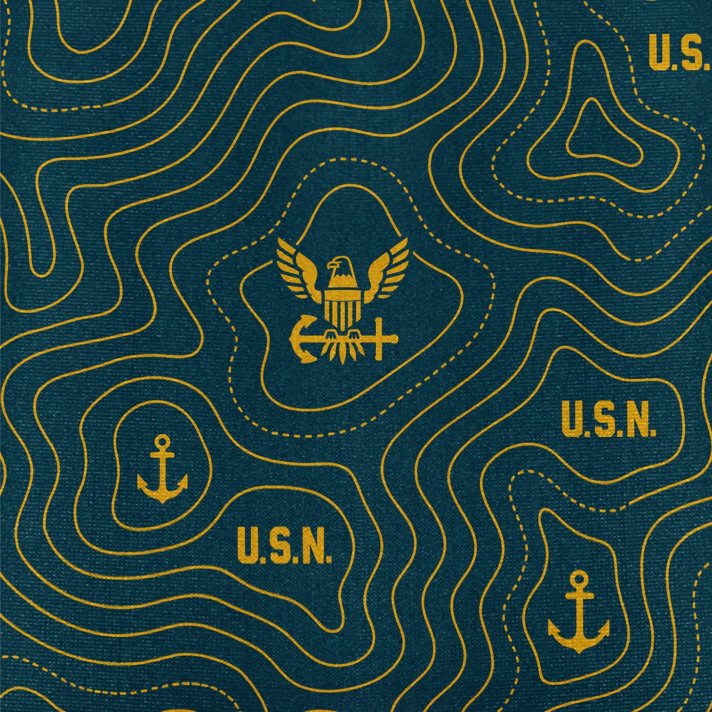 Navy Topography Contour Line Cuban Shirt