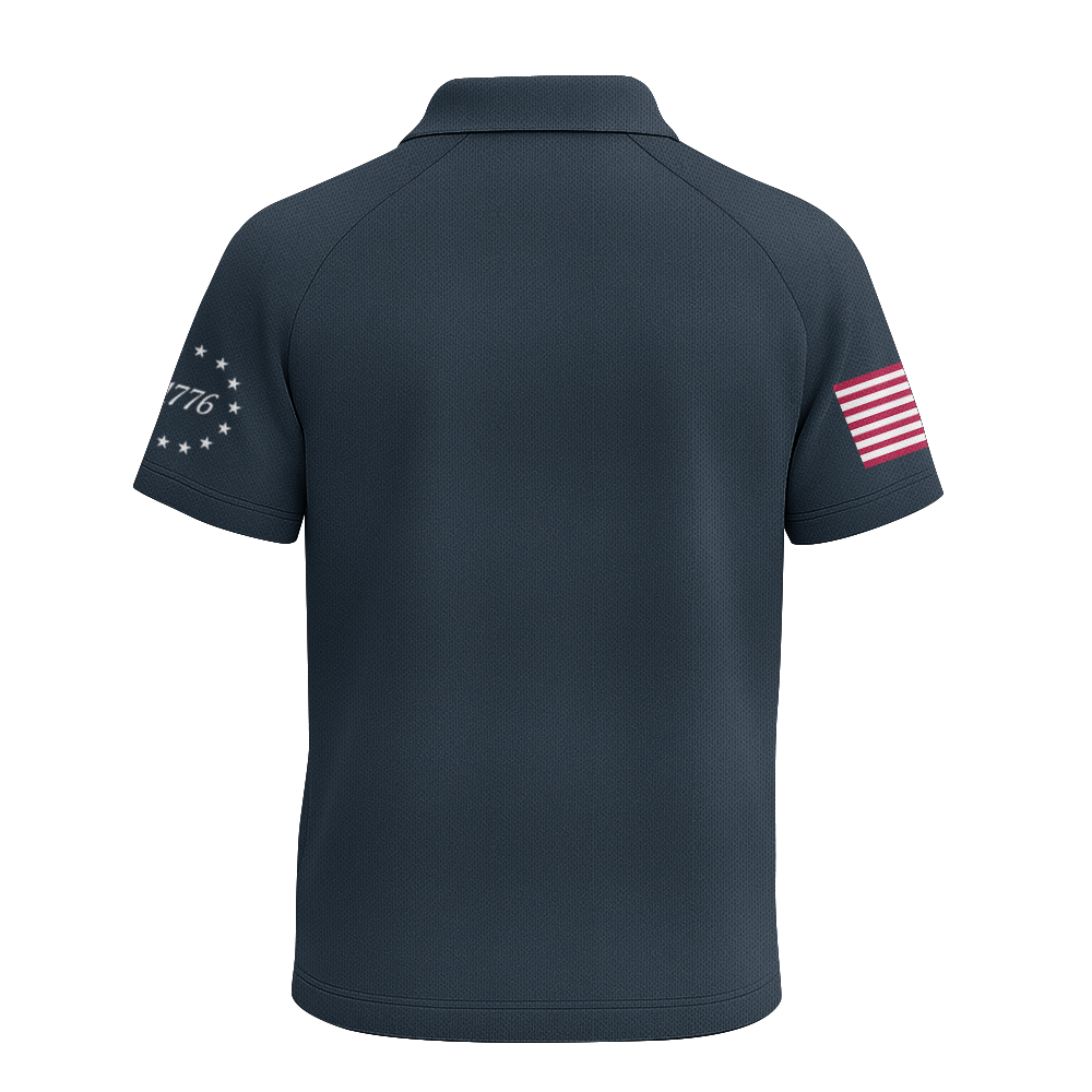 American Patriotic Raglan Zip Polo Shirt