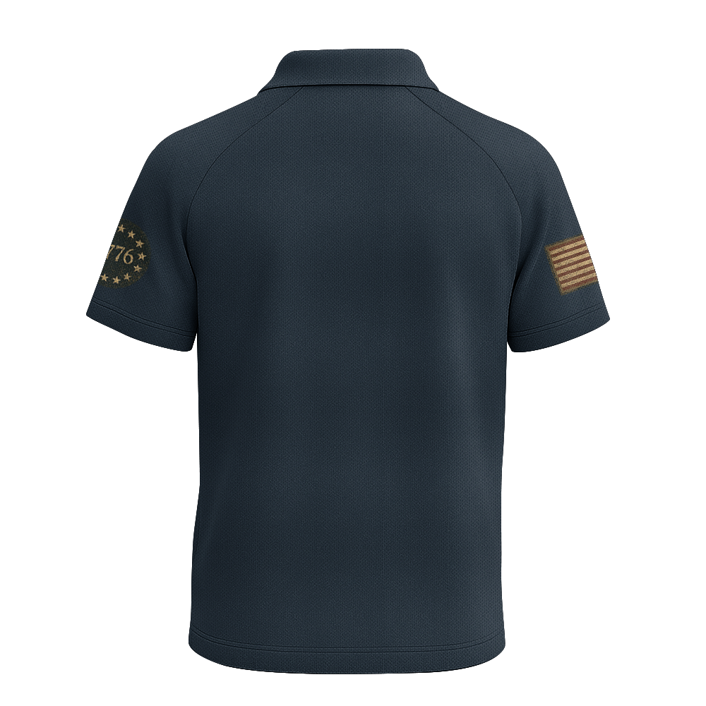 American Patriotic Vintage Raglan Zip Polo Shirt