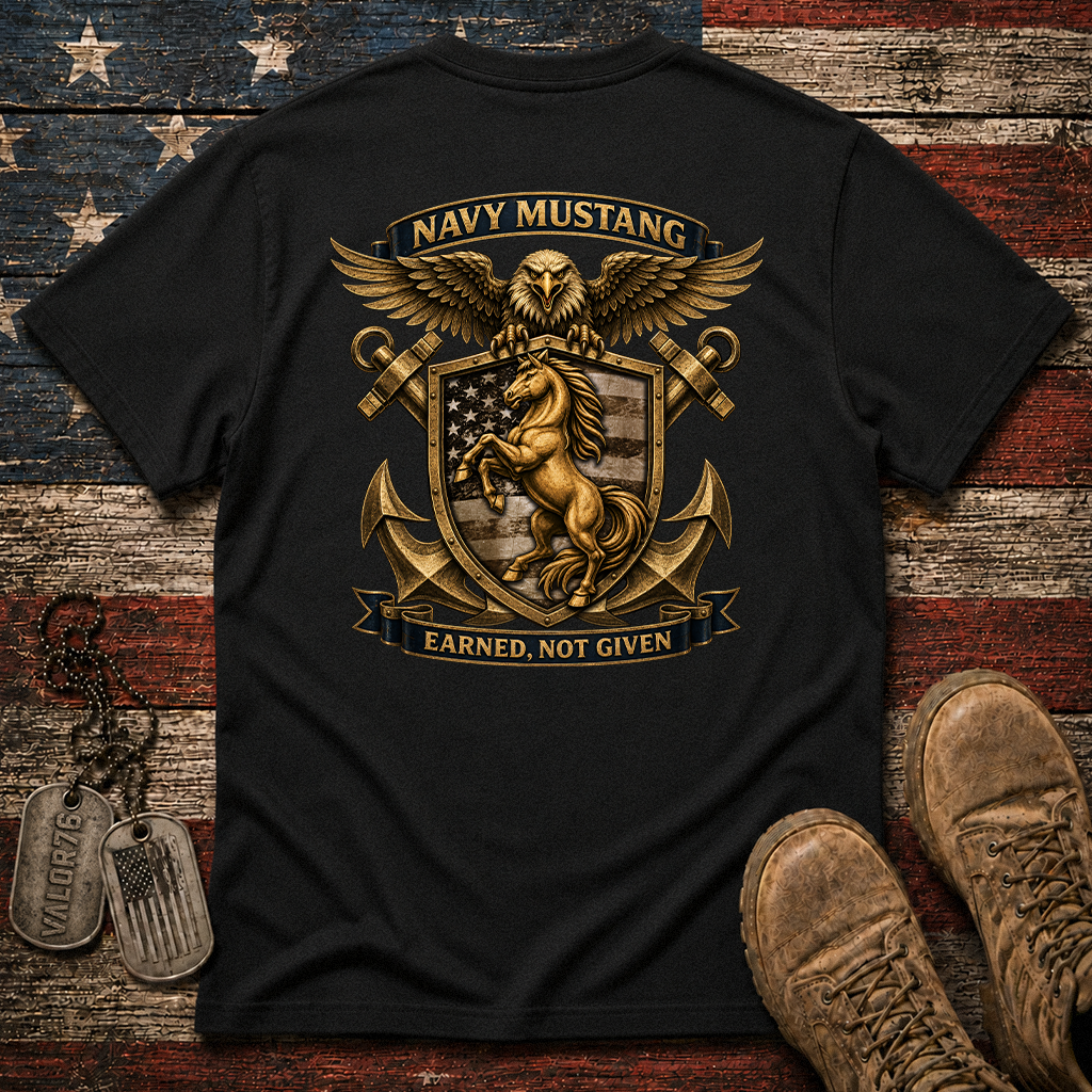 Navy Mustang Earned Not Given Classic Tee