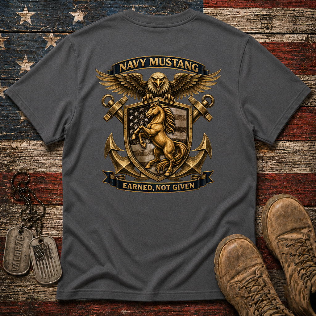 Navy Mustang Earned Not Given Classic Tee