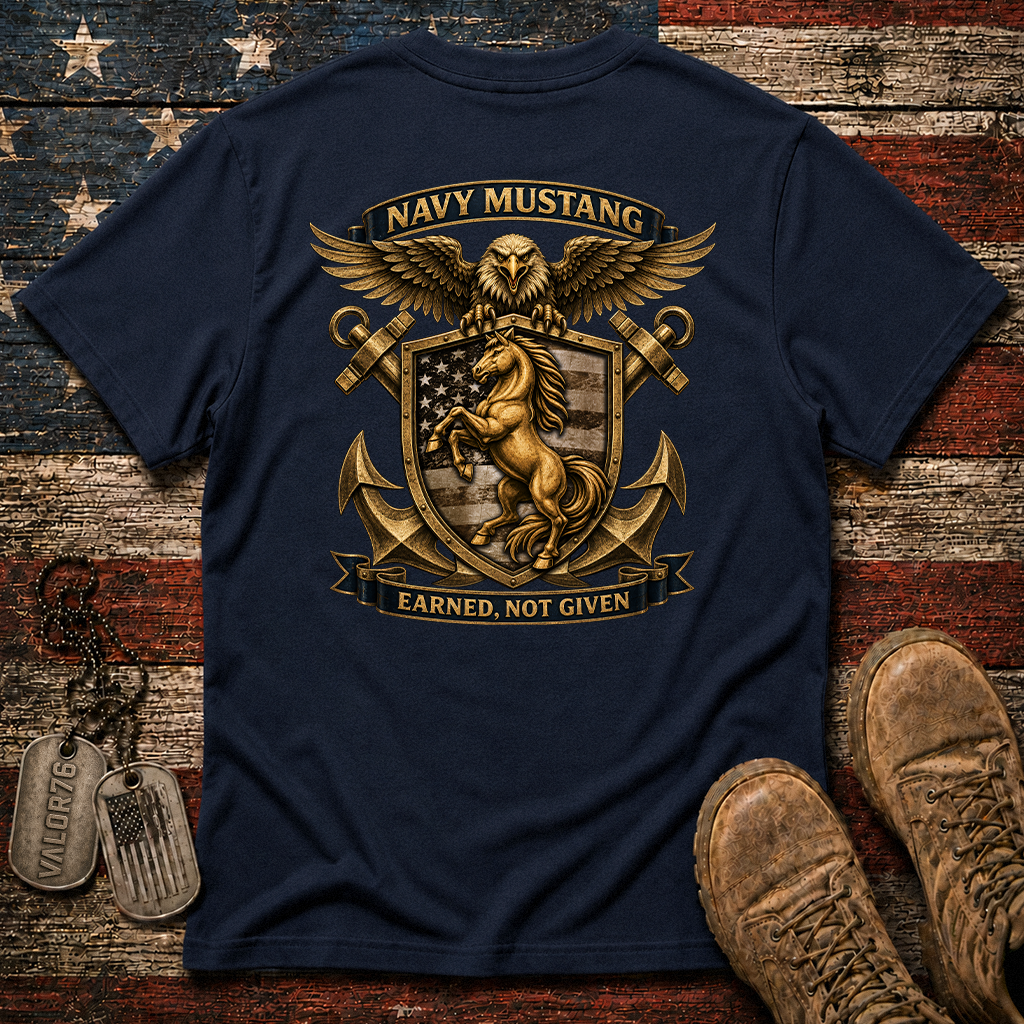 Navy Mustang Earned Not Given Classic Tee