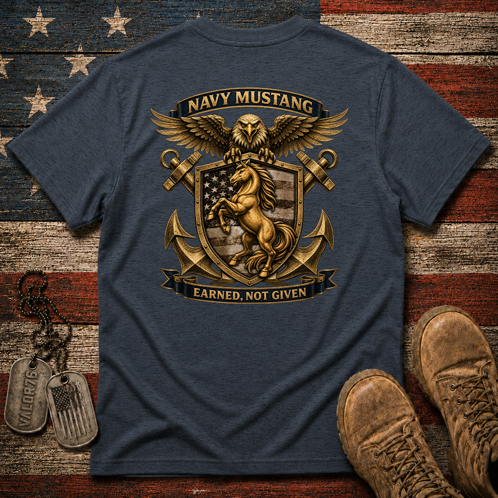 Navy Mustang Earned Not Given Classic Tee