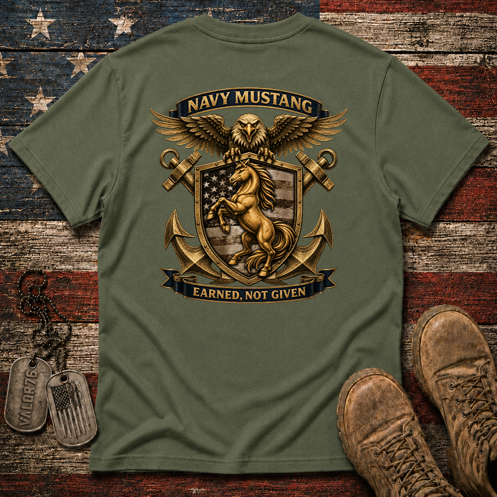 Navy Mustang Earned Not Given Classic Tee