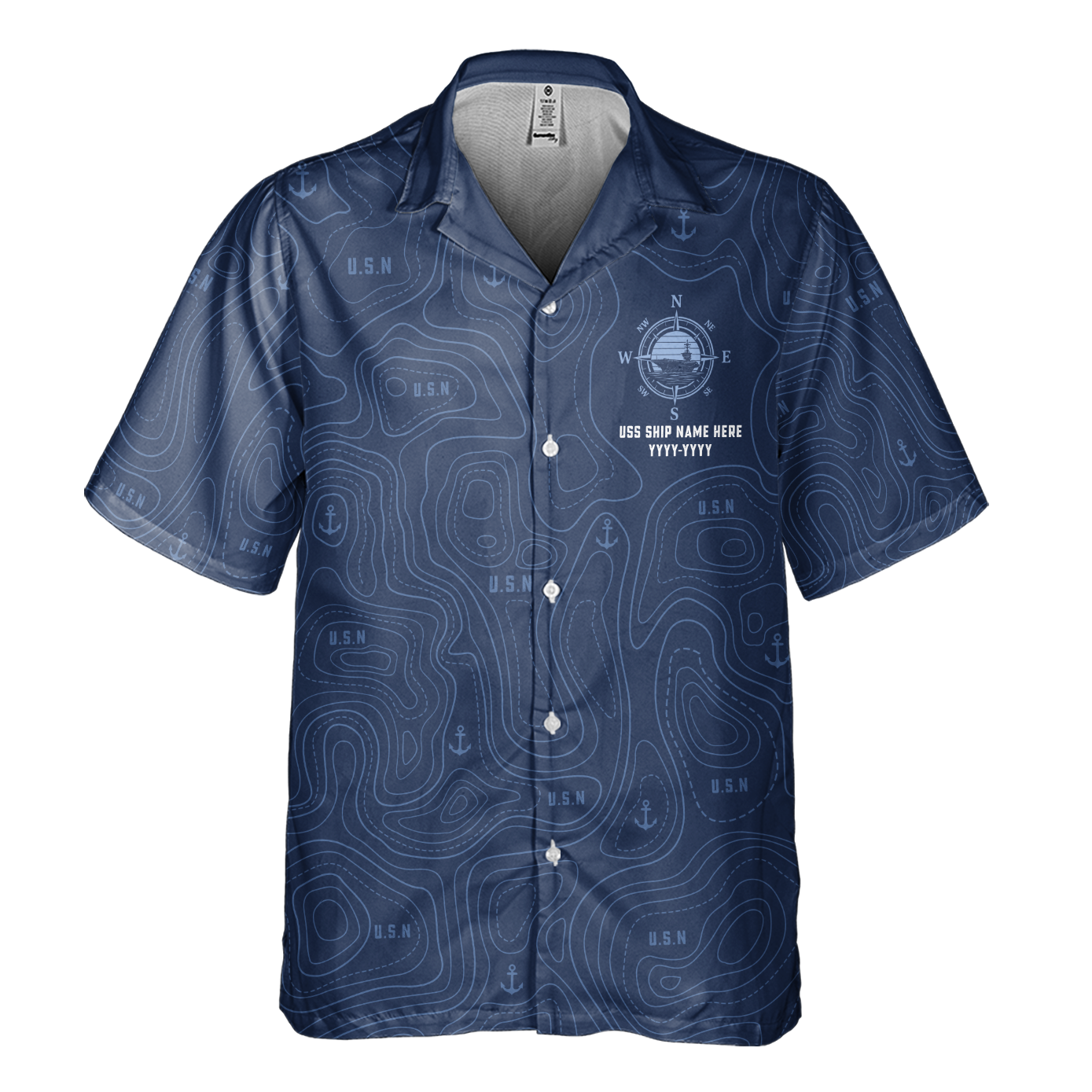 1% Sunset CVN Topography Contour Line Cuban Shirt