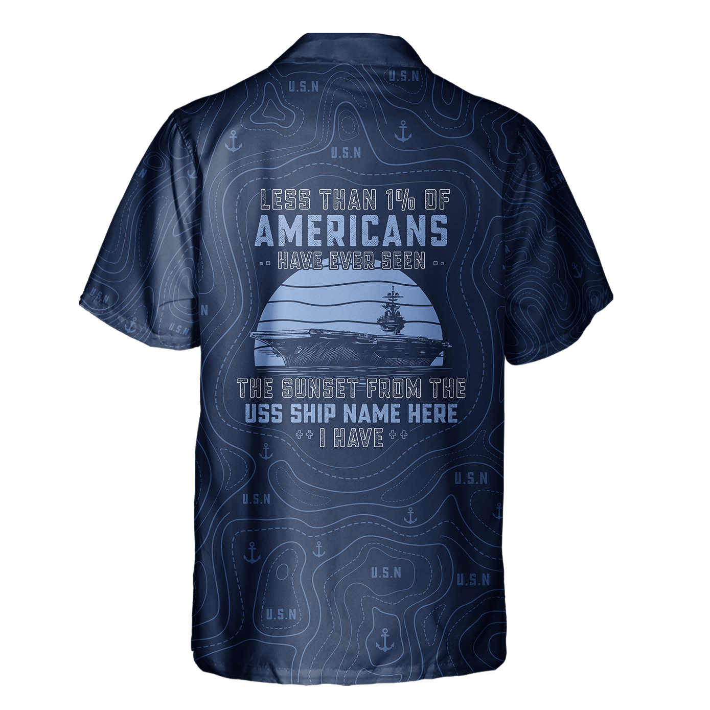 1% Sunset CVN Topography Contour Line Cuban Shirt
