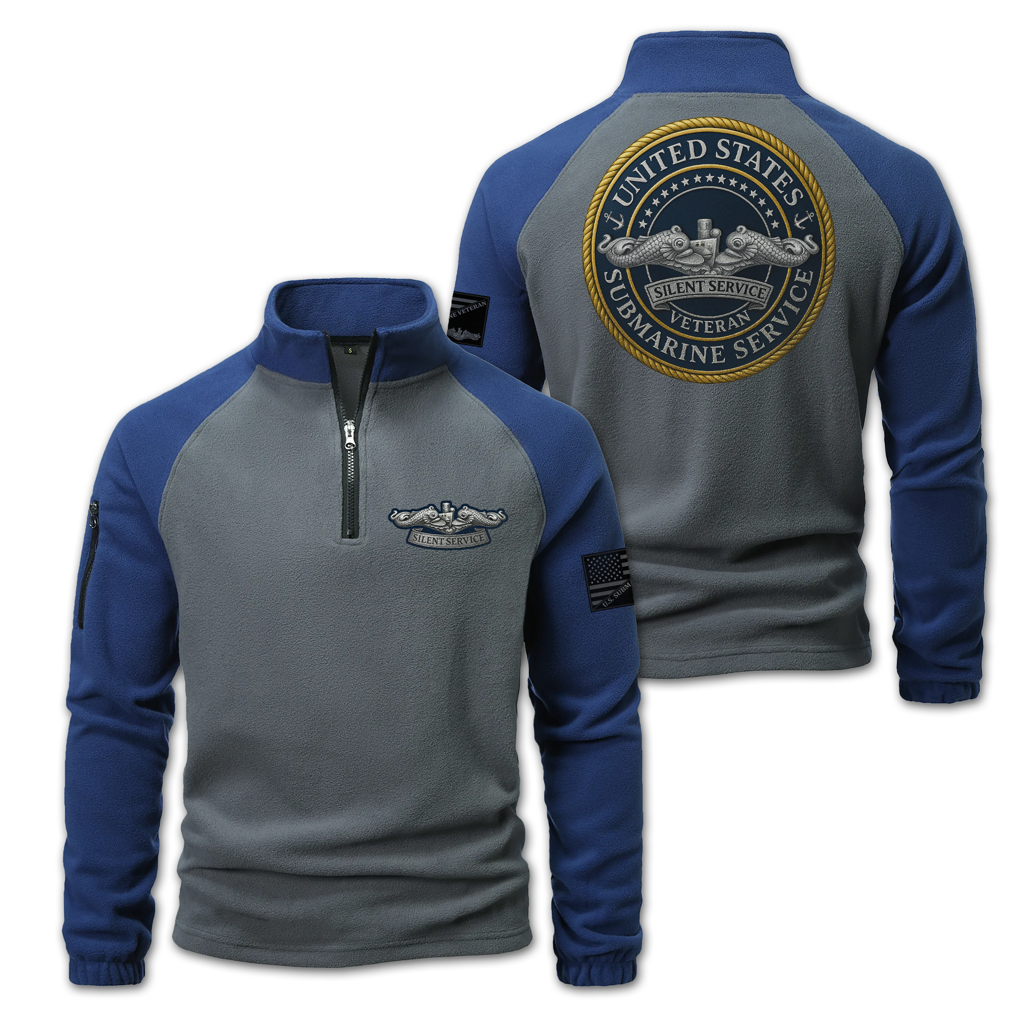 Submarine Service Silver Dolphins Sweatshirt & Washed Cap Combo Bundle