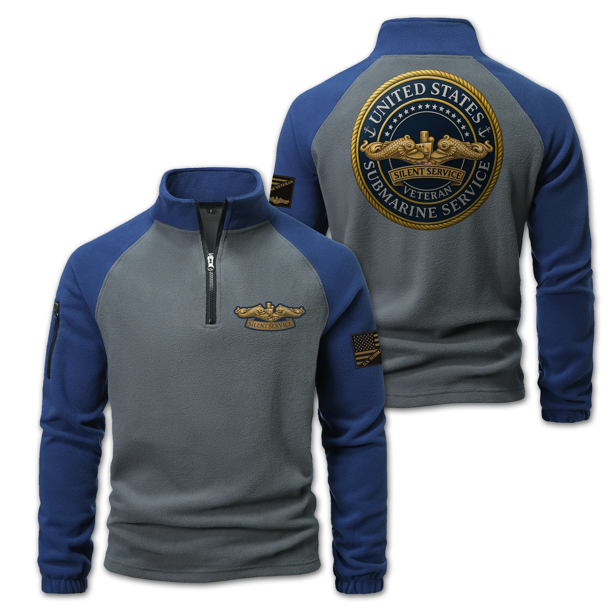 Submarine Service Gold Dolphins Half-Zip Raglan Sweatshirt
