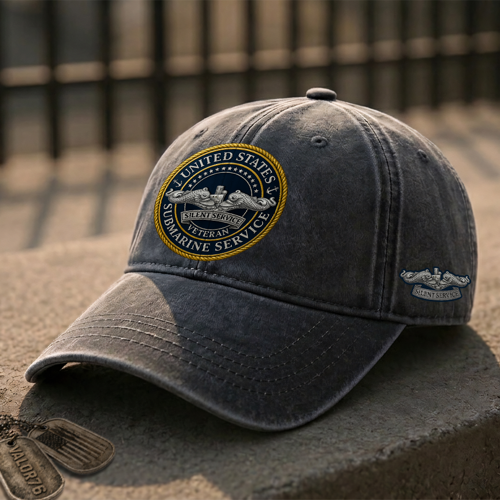 Submarine Service Silver Dolphins Washed Cap
