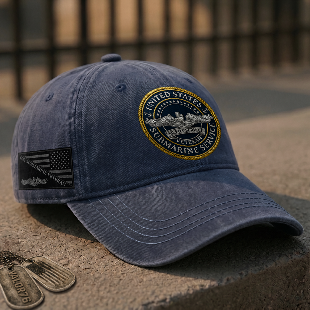 Submarine Service Silver Dolphins Washed Cap