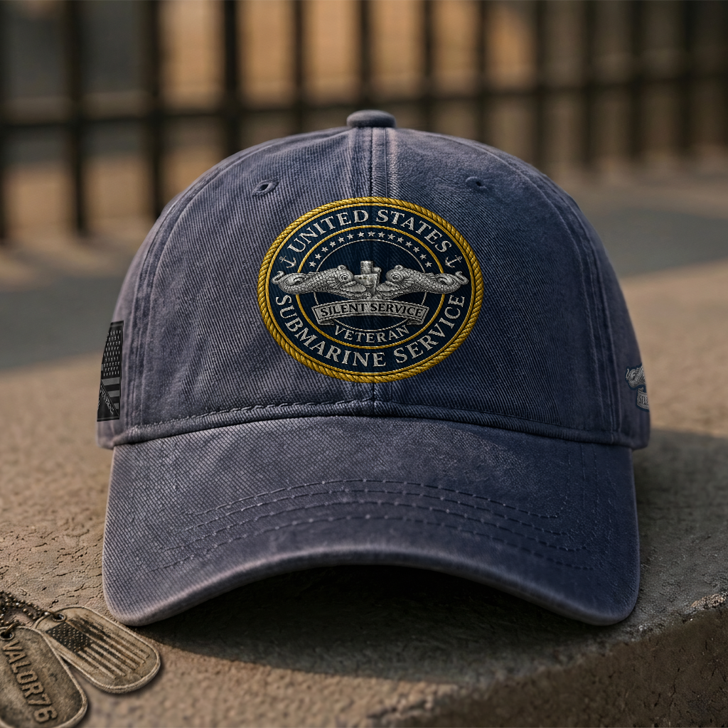 Submarine Service Silver Dolphins Washed Cap