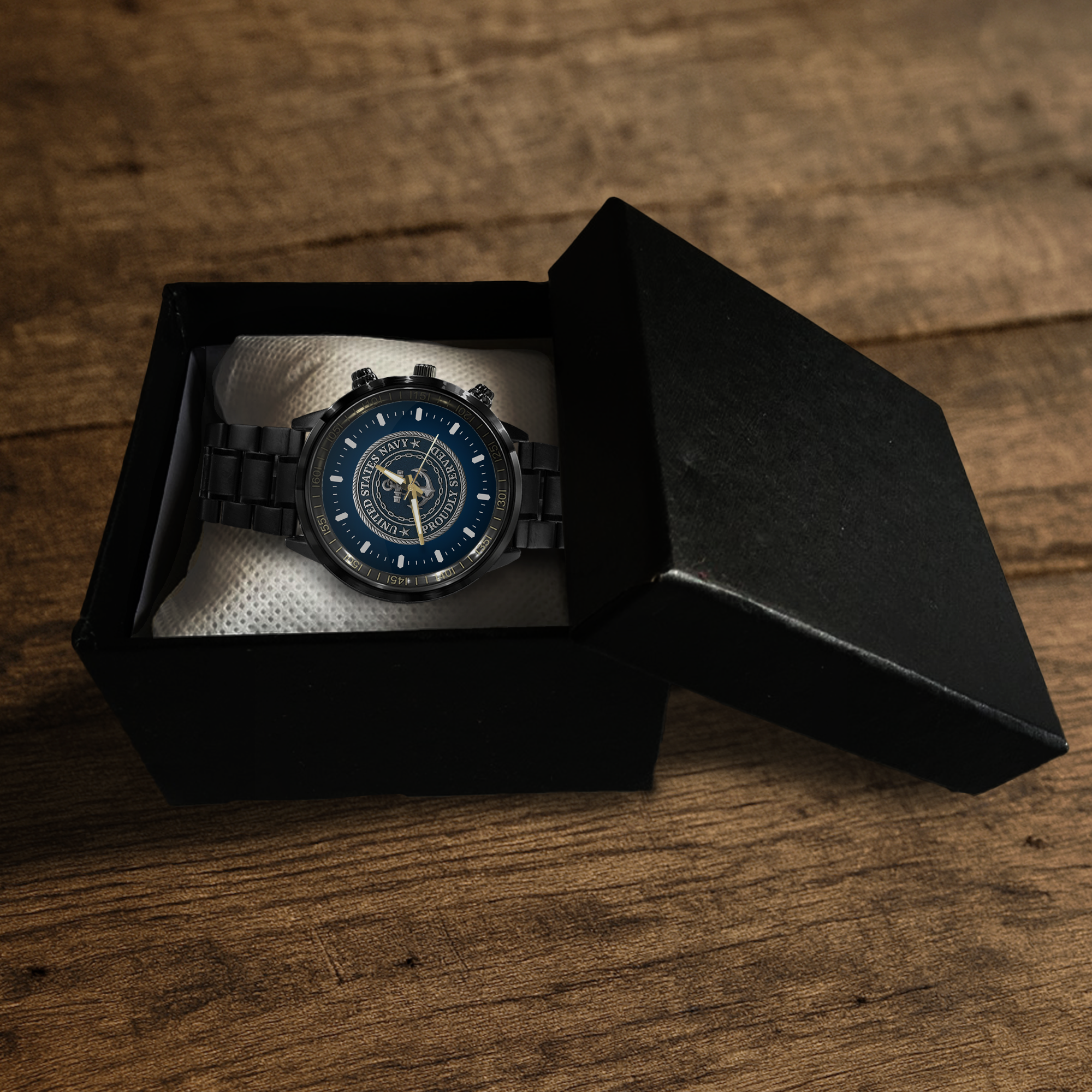 Navy Silver Anchor Stainless Steel Watch