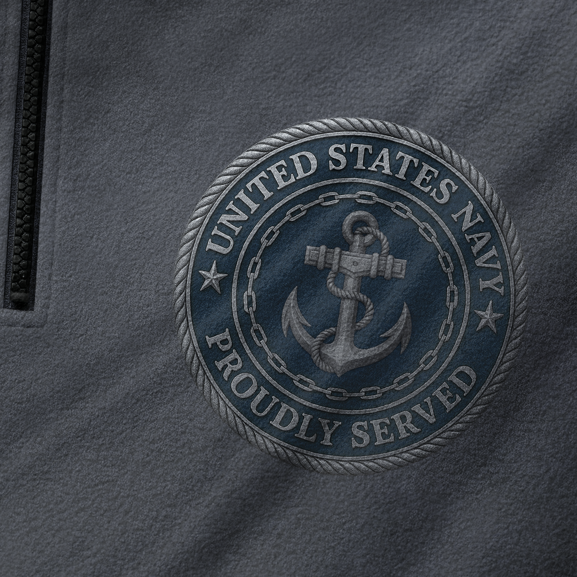 Navy Silver Anchor Half-Zip Raglan Sweatshirt