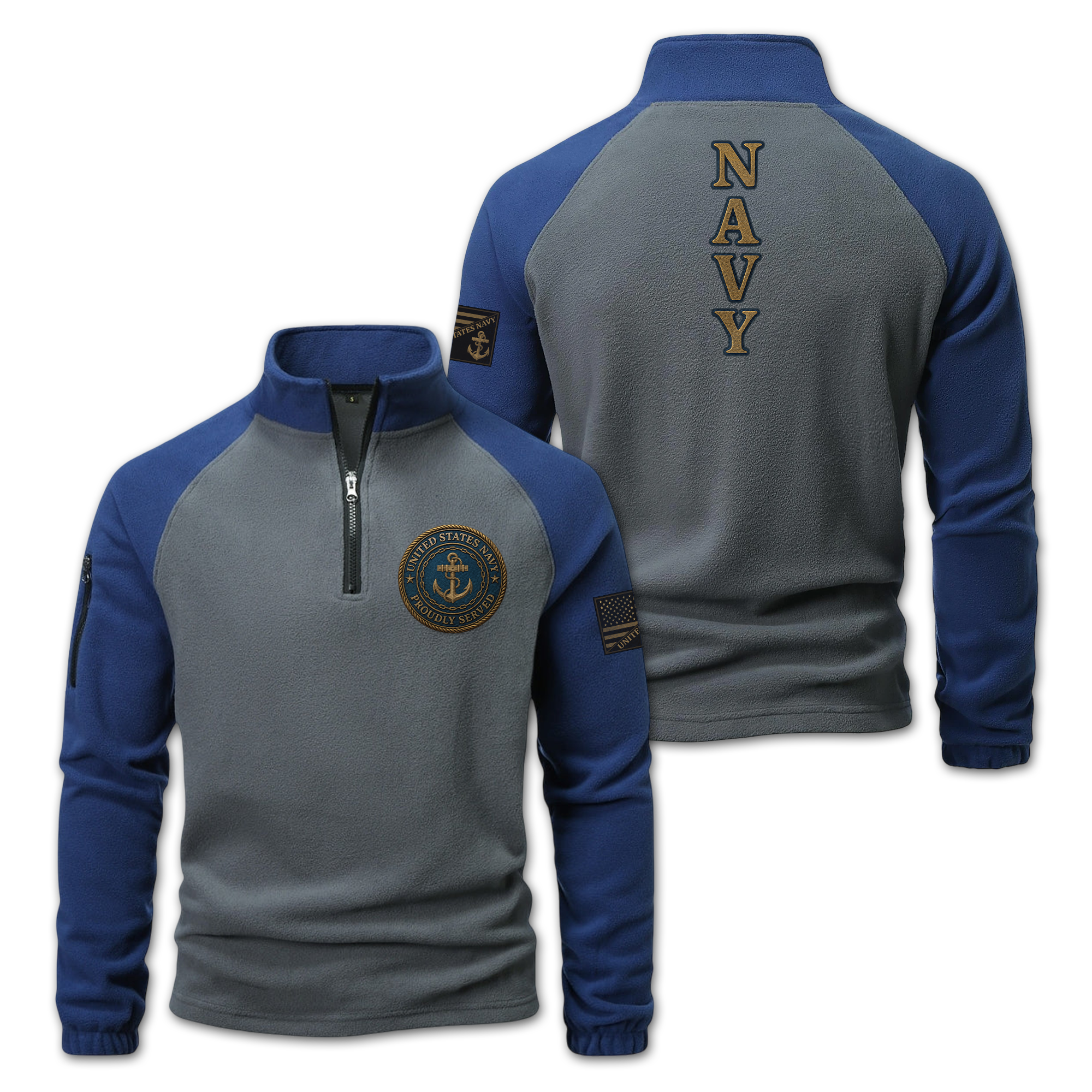 Navy Gold Anchor Half-Zip Raglan Sweatshirt