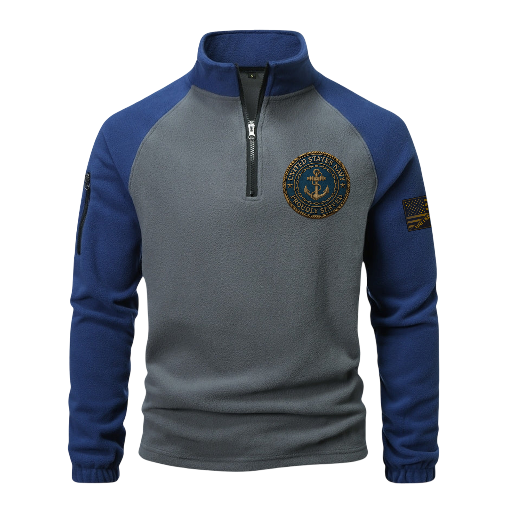 Navy Gold Anchor Half-Zip Raglan Sweatshirt